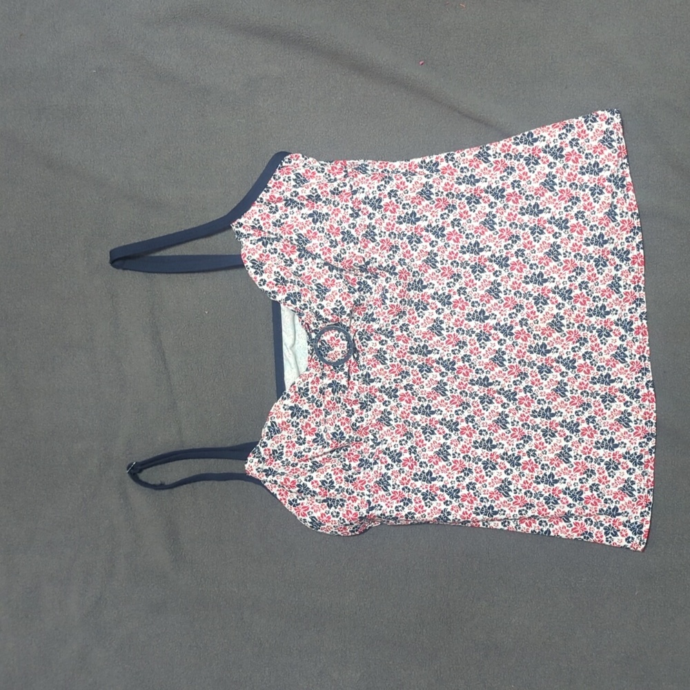 Red white and blue hibiscus tankini, vintage nautica